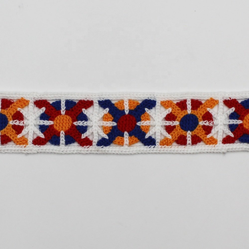 Manufacture 48mm wide polyester crochet edging trims for garment home textile bags decoration