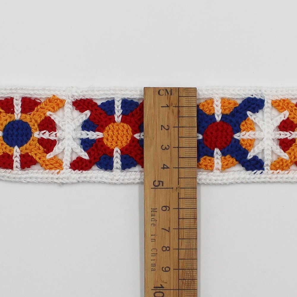 Manufacture 48mm wide polyester crochet edging trims for garment home textile bags decoration