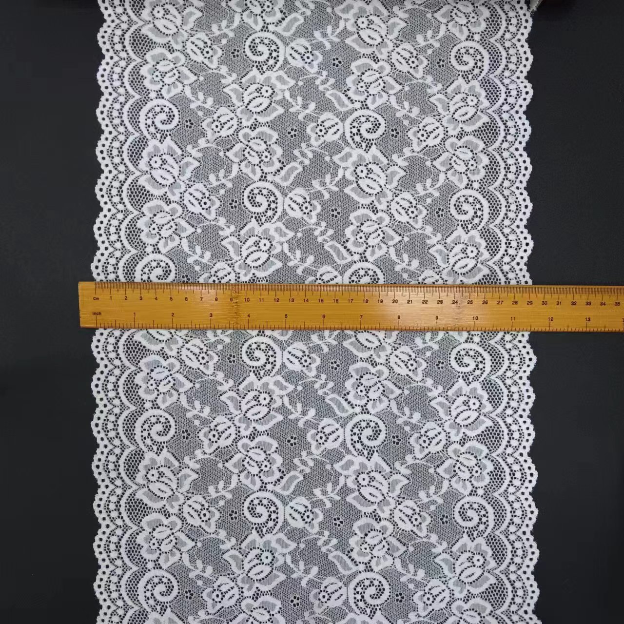 Popular Women's Sexy White Floral Lace Trim Voile Nylon Spandex Tulle Fabric for Knitted Underwear Accessories Design