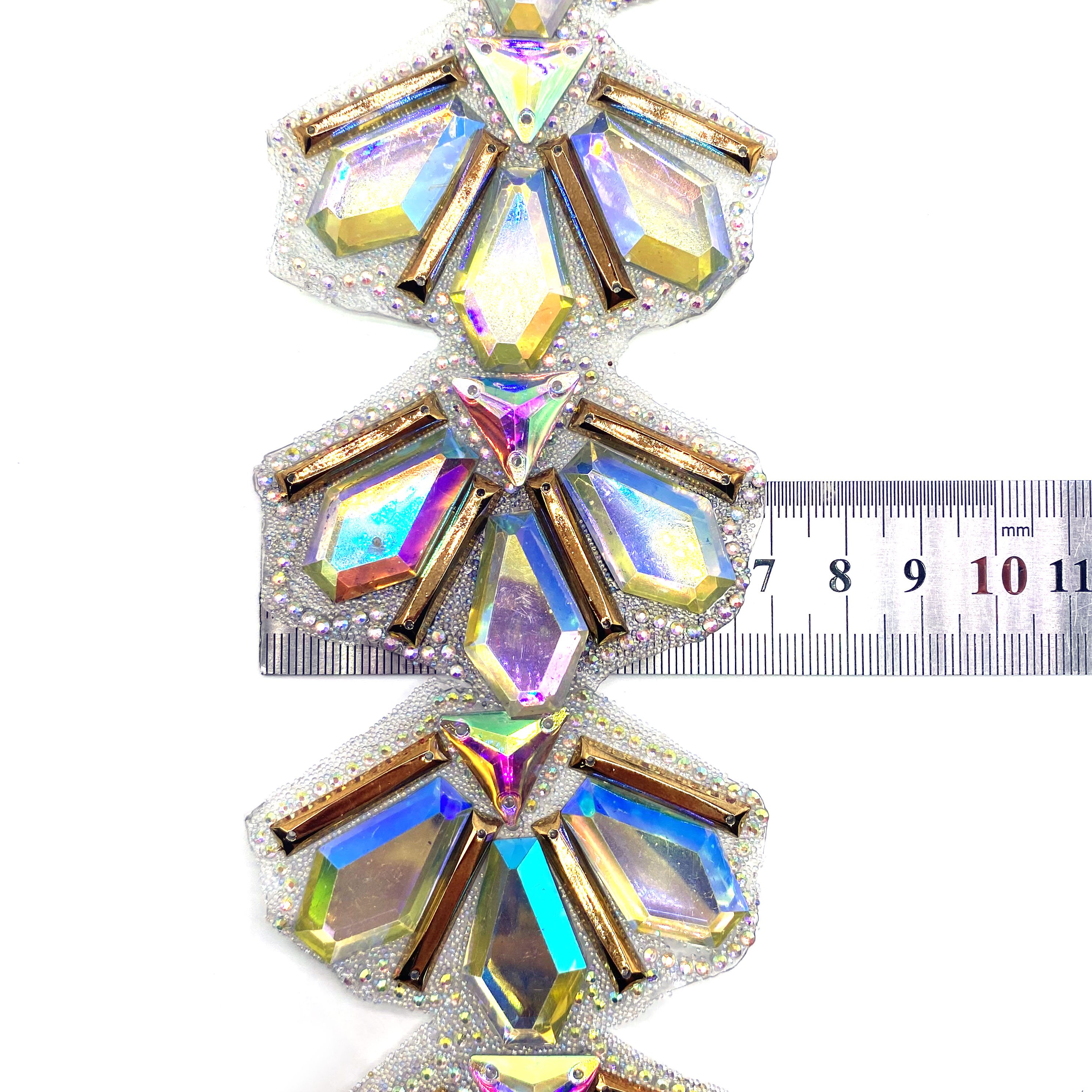 Wholesale Hot fix Chain Carnival costume Trim Iron-on AB chain rhinestone applique trimming for Dress accessories