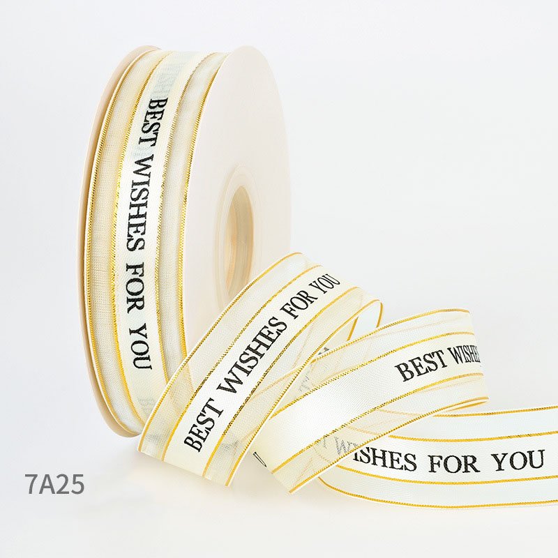 2.5cm Custom Ribbon With Logo Chiffon Organza Glitter Grosgrain Double Face Satin Ribbon For Decoration or DIY