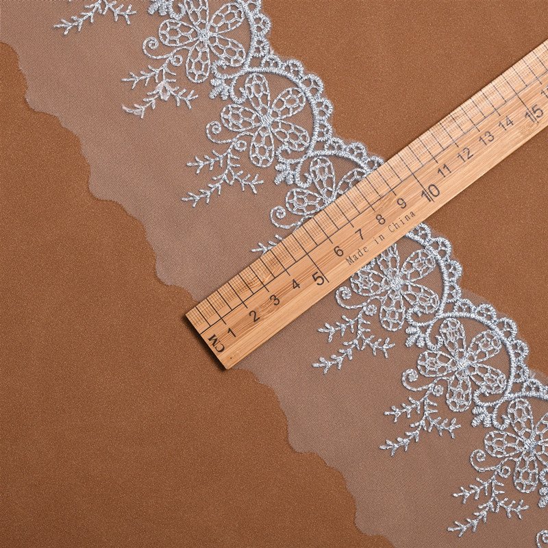 Custom Organza white lace fabric trim Border stretch Embroidery lace Ribbon Trims For women Clothing