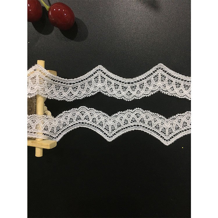 2020 new arrival 2.5cm ruffled lace trim by the spool scalloped stretch lace trim
