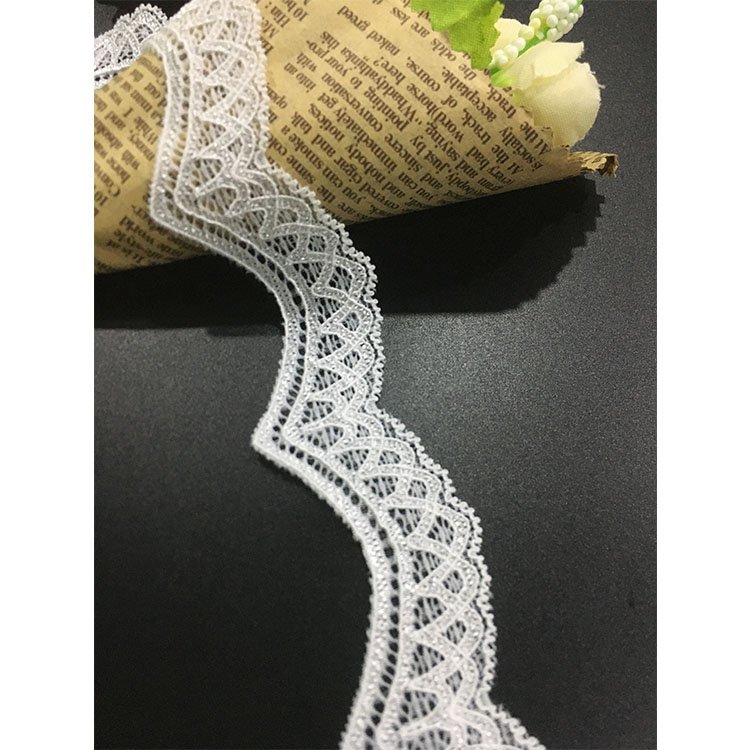 2020 new arrival 2.5cm ruffled lace trim by the spool scalloped stretch lace trim