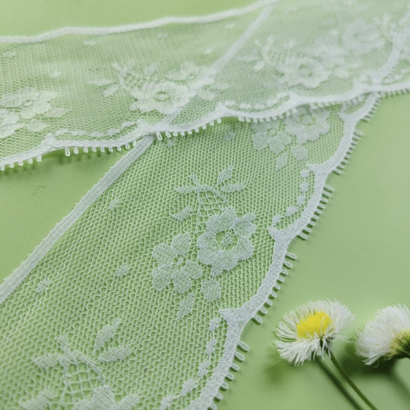 High Quality Embroidery Fabric Custom Trims Inelastic Knitted Nylon Lace Edge
