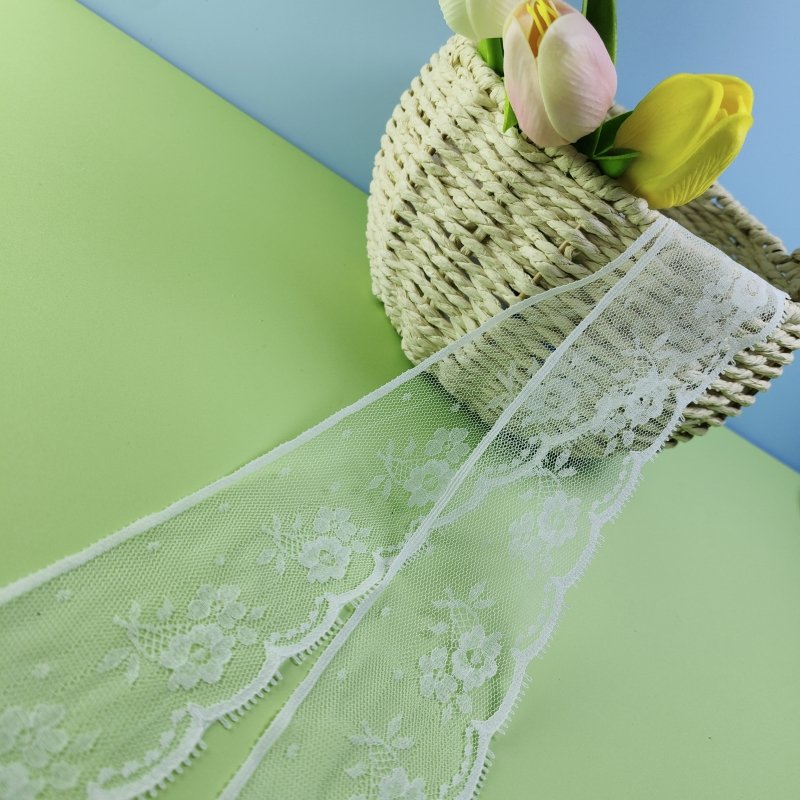 High Quality Embroidery Fabric Custom Trims Inelastic Knitted Nylon Lace Edge