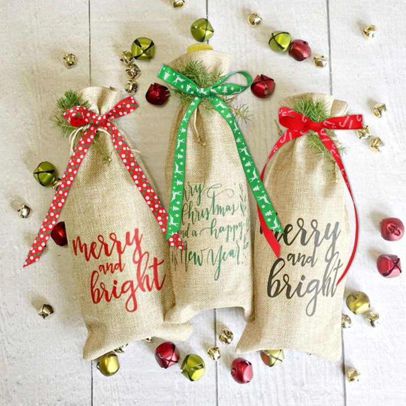 3/8 Inch crafts DIY decorations holiday polyester grosgrain webbing christmas ribbon trim for gift package wrapping