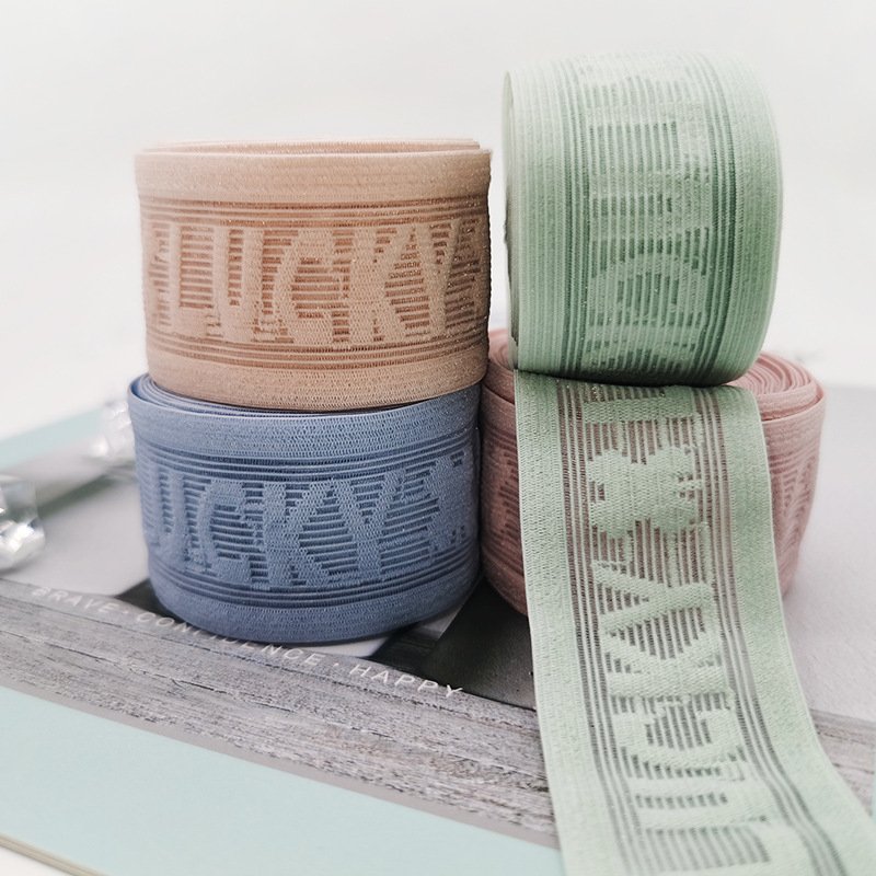 Elastic Band For Underwear Letter Jacquard Elastic Band Stretch Nylon Spandex Underwear Waistband Webbing Elastic Lace Trim