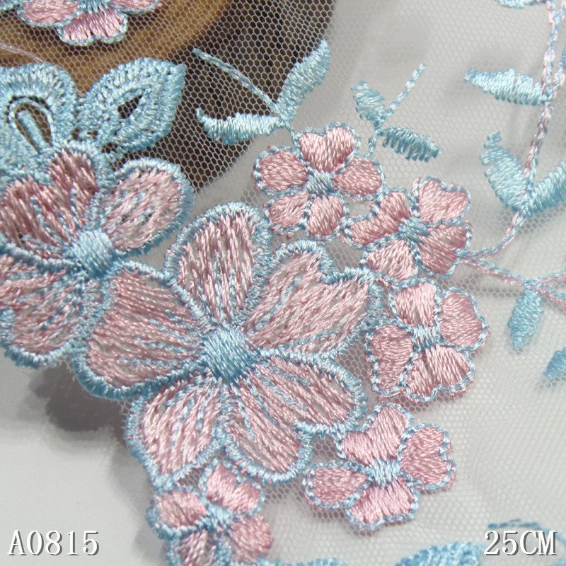 Swiss white voile lace fabric New Design 25cm mesh fancy Flower Embroidery Lace trim for women Lingerie