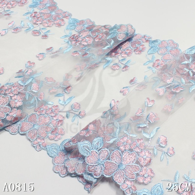 Swiss white voile lace fabric New Design 25cm mesh fancy Flower Embroidery Lace trim for women Lingerie
