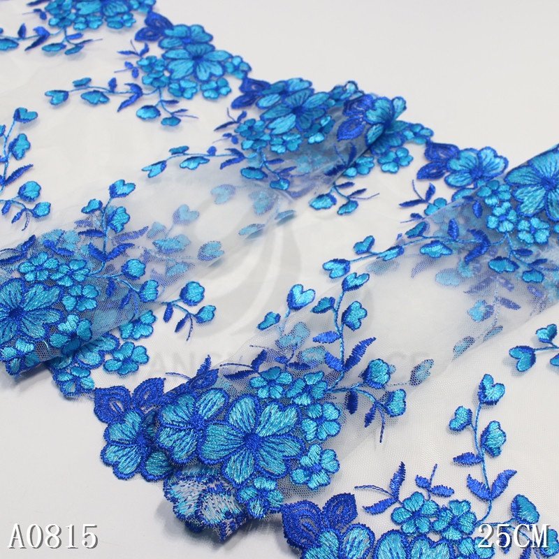Swiss white voile lace fabric New Design 25cm mesh fancy Flower Embroidery Lace trim for women Lingerie