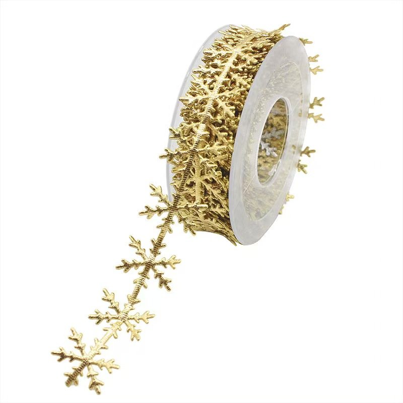 2.5cm Christmas Snowflake Leaves Ribbon Sequins Trim for Christmas Celebration Birthday Party Festive Event Decoration