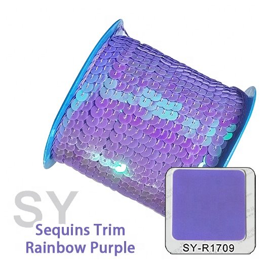 Shenyue non-smell iridescent PET recycled purple colorful sequin chain sequin sew on trim for embroidery