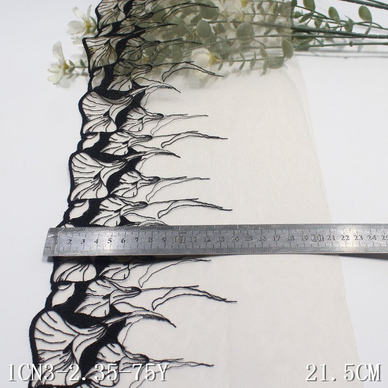 Fashion Black Fancy Flower Pattern Embroidery nude mesh Lace Polyester Lace Trim Lingerie Lace Fabric