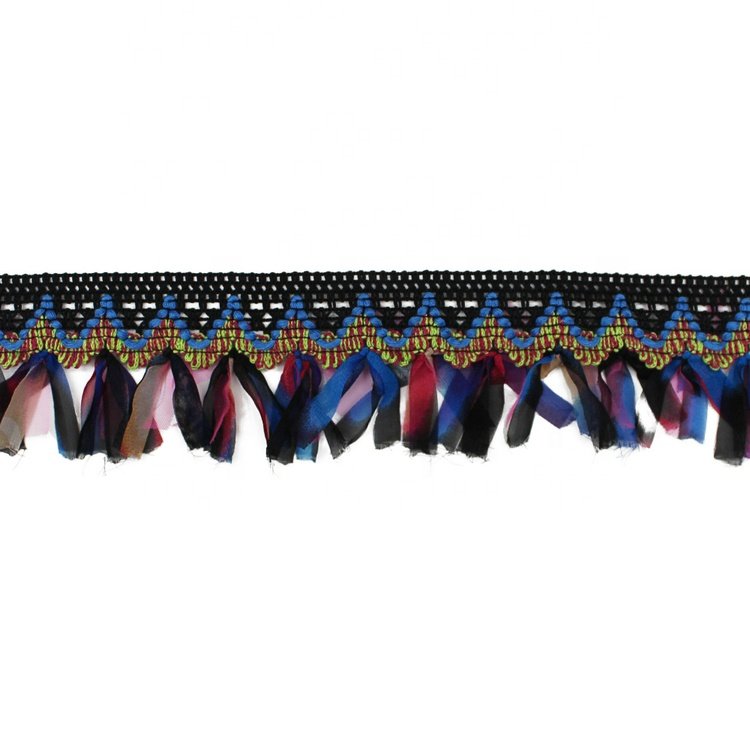 Custom Lamellar Chiffon Tassel Fringe Trims For Garment