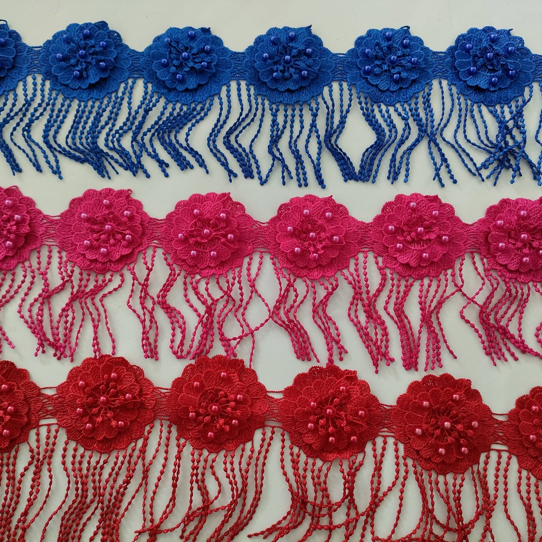 New trend wholesale high quality customized dye color embroidery white lace milk yarm/polyester lace trimming for accessory