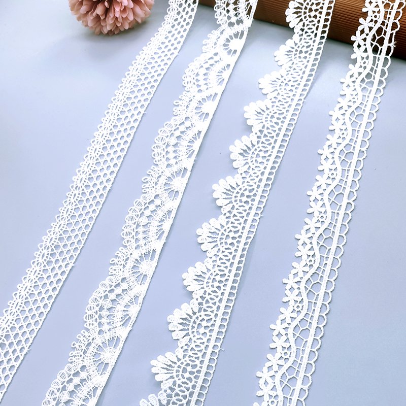 High Quality White_ivory_black Luxury Beaded Corded Bridal Lace Trims For Bridal Dress Veil