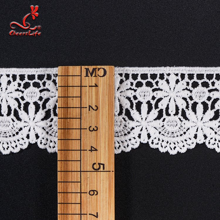 15 Yards 4.2Cm White Flower Floral Scallop Edge Water Soluble Chemical Polyester Guipure Tulle Crochet Lace Trim RIbbon Border