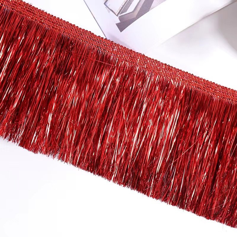 Wholesale 10cm Solid Red Black White Tassel Fringes For Clothes Custom Silk Rayon Polyester Long Fringe Trims For Dresses