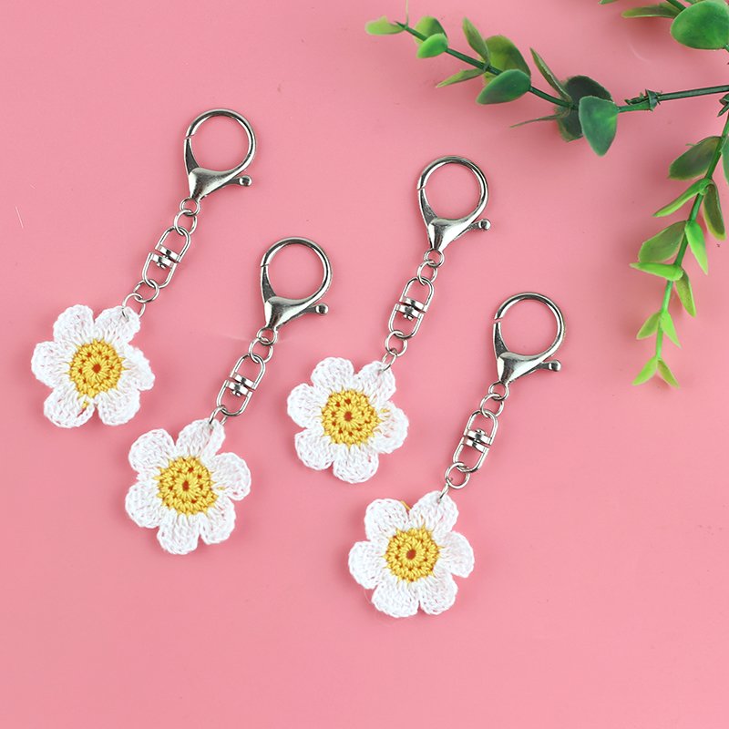 1.4 inch mini daisy flower crochet motif white and yellow flower accessories for garment bag accessories