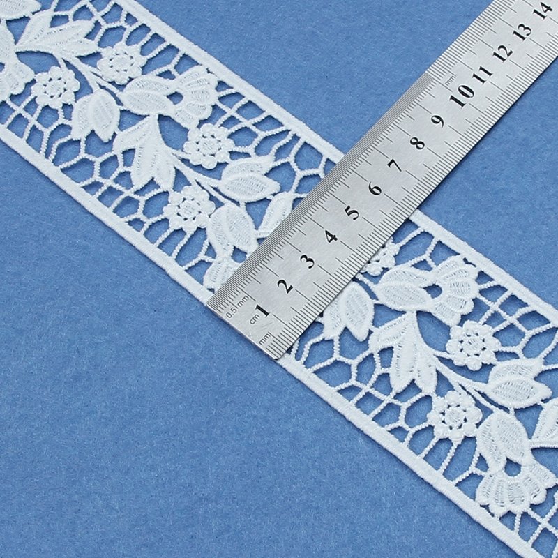 China high quality soft milk silk polyester lace trims embroidery guipure lace border for wedding clothing decoration