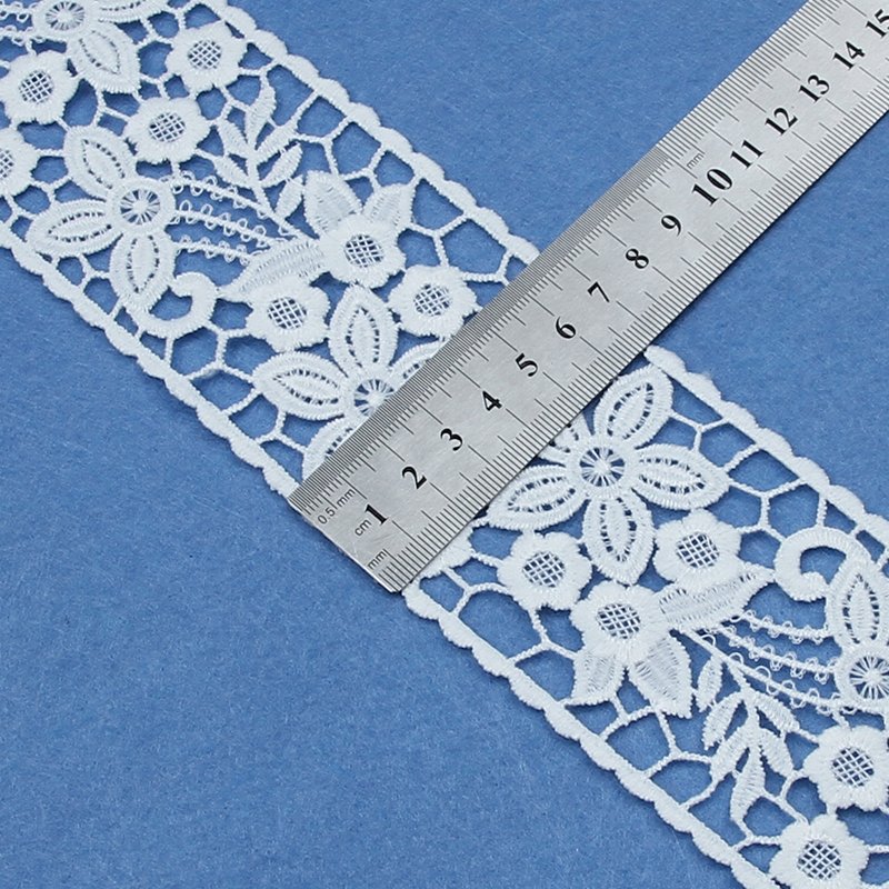 China high quality soft milk silk polyester lace trims embroidery guipure lace border for wedding clothing decoration