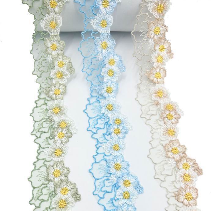 Soft Exquisite Embroidered Organza Ribbon Dress Neckline Trim Beads Eco-Friendly Sustainable Wedding Decorations Fabric Lace