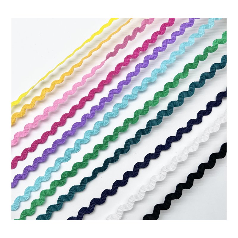 Factory Wholesale Price 5mm Wave DIY Lace Sewing Accessories Fabric Dance-Wear Costume Polyester Ribbon Trimming Colored S Shape