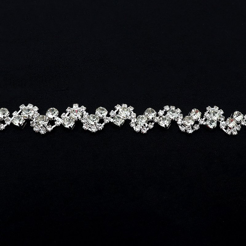 E019 Top grade crystal rope chain fashion design rhinestone fringe trim ribbon tassel chain