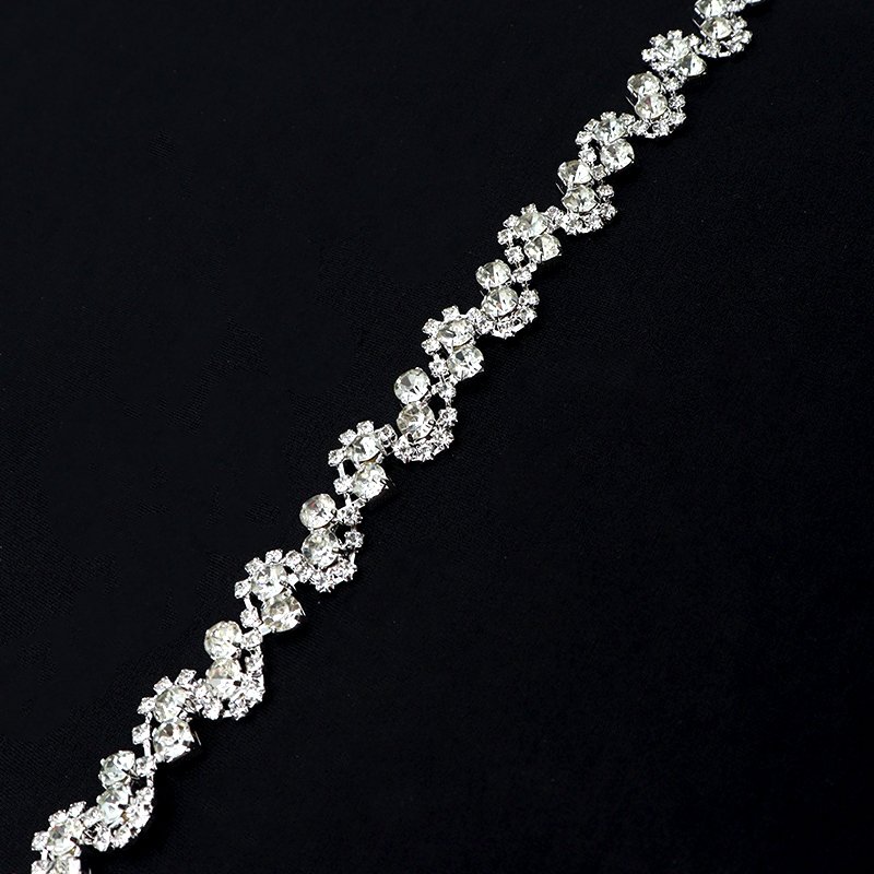 E019 Top grade crystal rope chain fashion design rhinestone fringe trim ribbon tassel chain