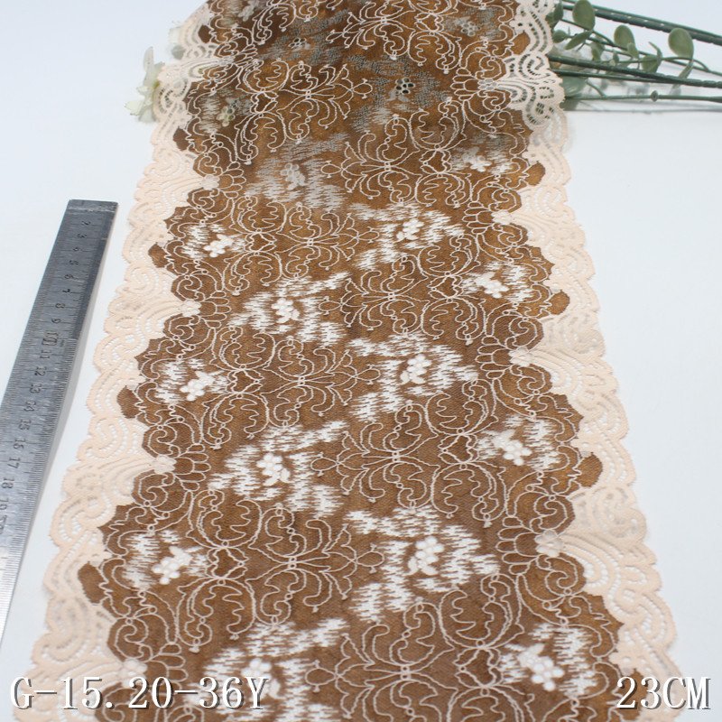 High Quality 23cm bicolor black gold Elastic spandex Lace Knitted Fabric For Underwear bra Clothing Lace Trim