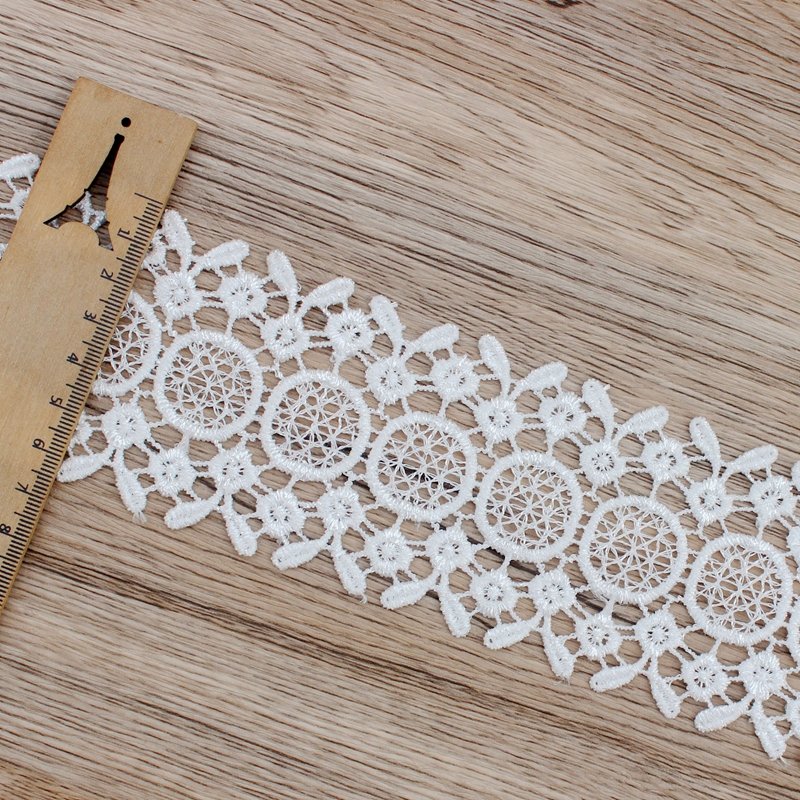 Zeal Handmade DIY Sewing Craft Decoration Fabric 6cm Polyester Flower Embroidered Lace Trim Ribbon Applique Fashion Style Decor