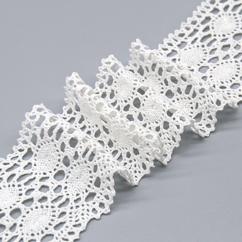 Factory wholesale 6.2cm 100% cotton border lace trim eyelet crochet lace trim for clothing decoration