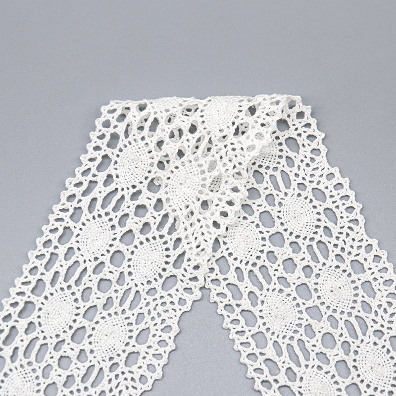 Factory wholesale 6.2cm 100% cotton border lace trim eyelet crochet lace trim for clothing decoration