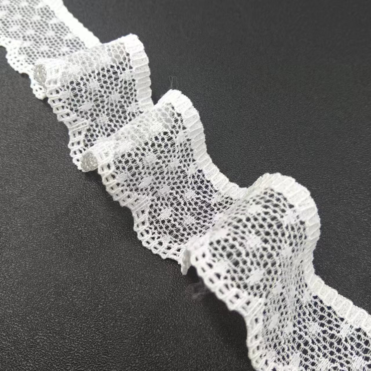 2024 White Knitted Nylon Spandex Lace Trimming Fabrics Stretch Voile Lace Border for Women's Underwear