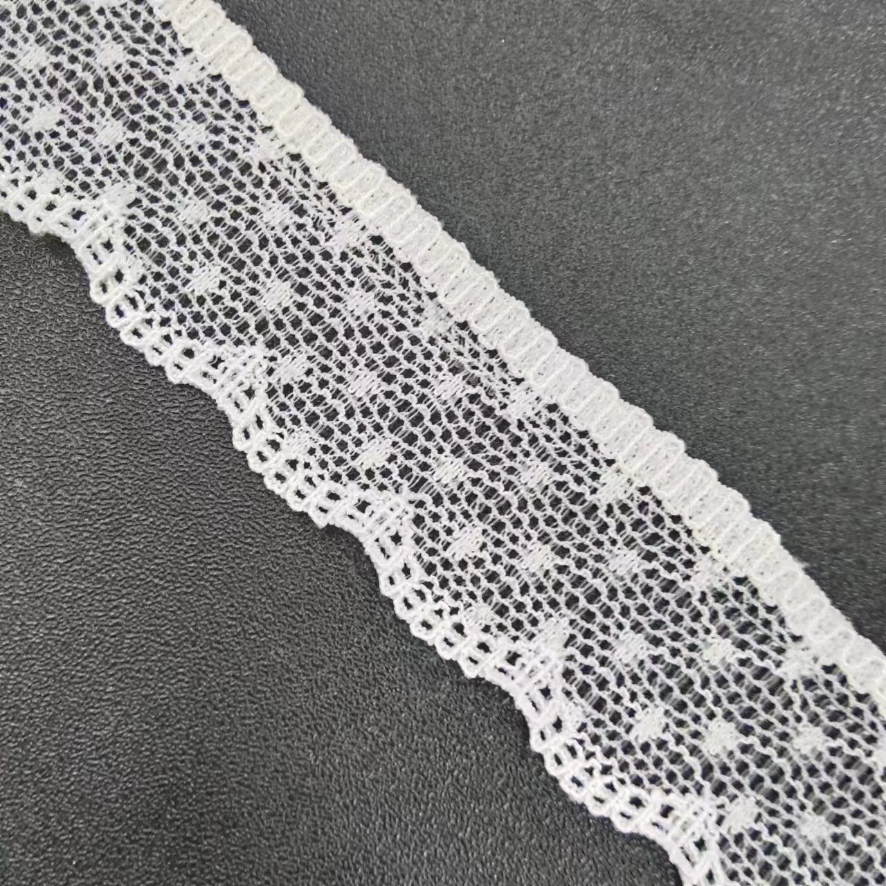 2024 White Knitted Nylon Spandex Lace Trimming Fabrics Stretch Voile Lace Border for Women's Underwear