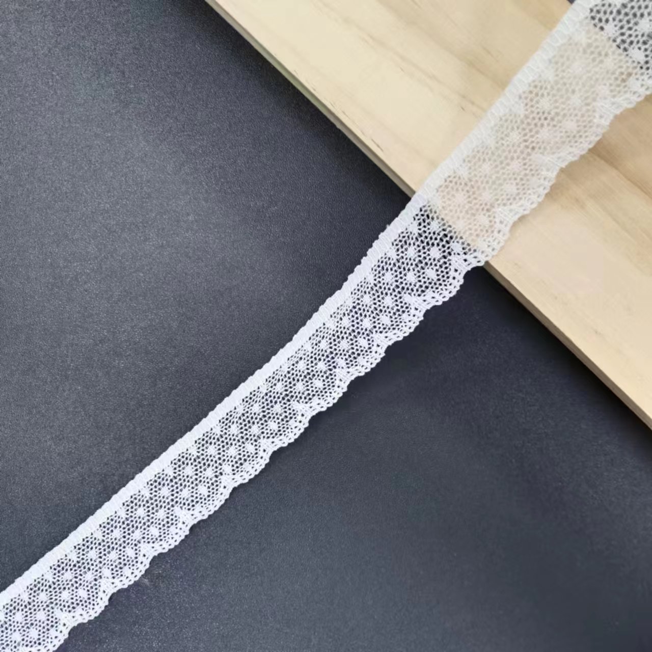 2024 White Knitted Nylon Spandex Lace Trimming Fabrics Stretch Voile Lace Border for Women's Underwear