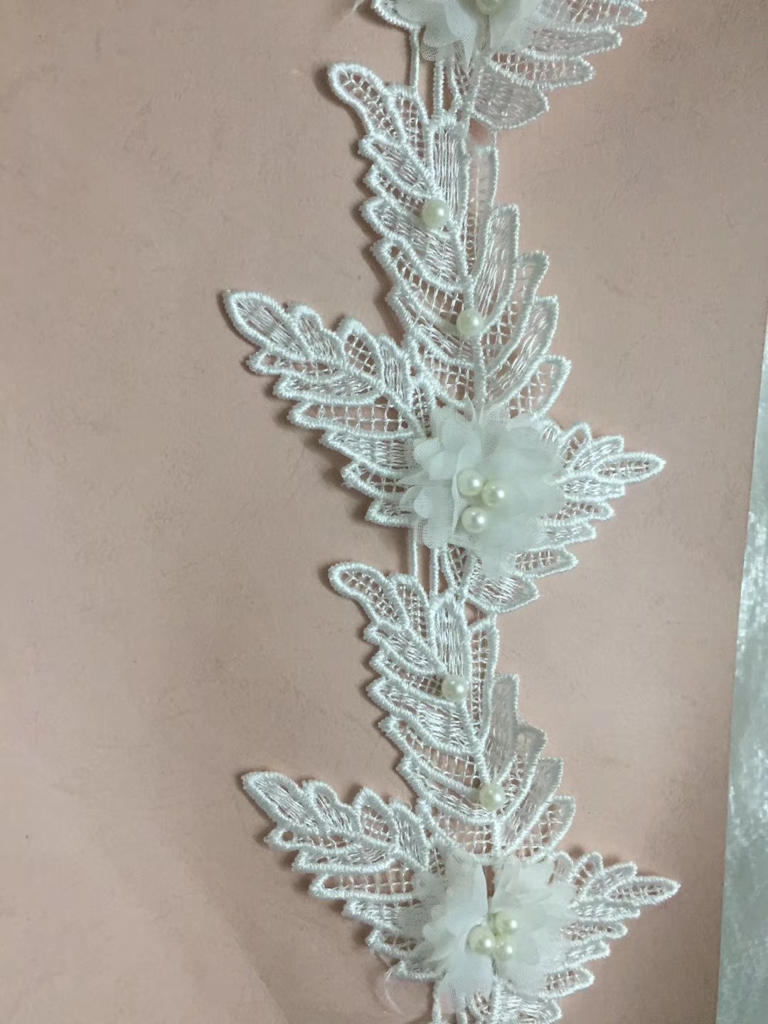 Elastic Lace Trim Benecreat Custom Logo White Beaded Lace Trim China 3 D Flower Pearl Lace Trimming