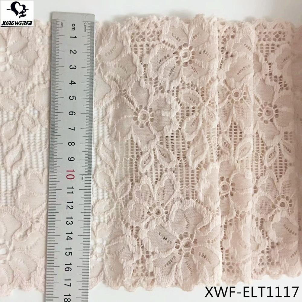Good soft quality wedding dress lace trim skin color Pretty Floral Elastic Stretch Lace fabric