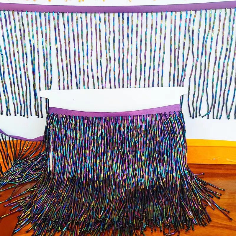 Fashion 10-30cm Length Heavy Sag All Shiny Gold Bead Tube Fringe Tassel For Garment Dress Decorative Lace Trimming
