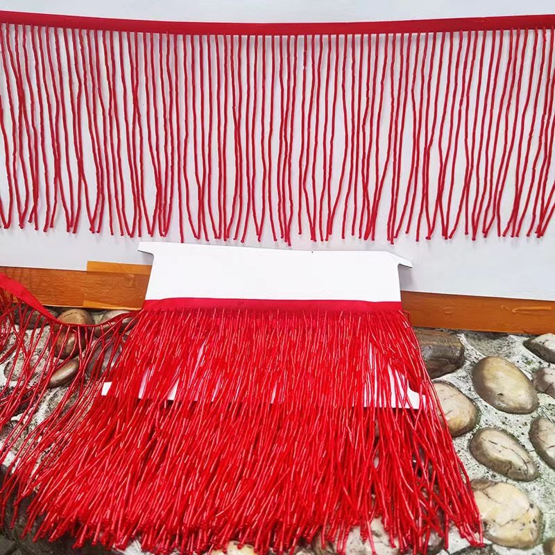 Fashion 10-30cm Length Heavy Sag All Shiny Gold Bead Tube Fringe Tassel For Garment Dress Decorative Lace Trimming