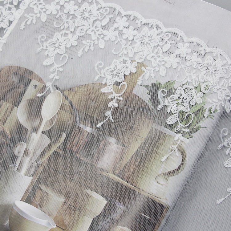 Breathable Lightweight Flower Embroidery Lace Trim Elastic Lace Trim White Lace Fabric For Wedding Dress