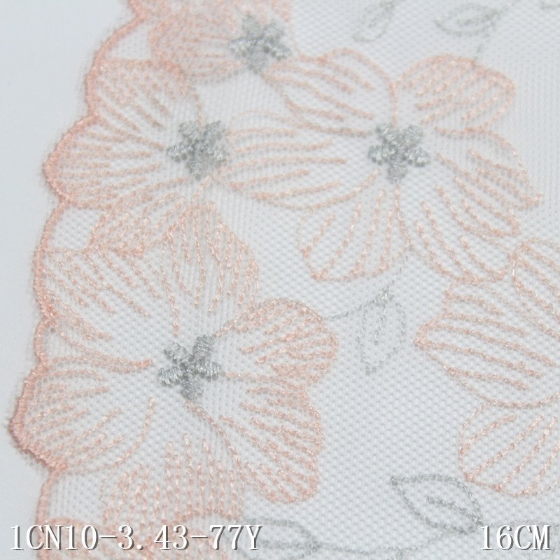 wholesale beautiful flower mesh textile fabric white embroidery tulle lace trim for women