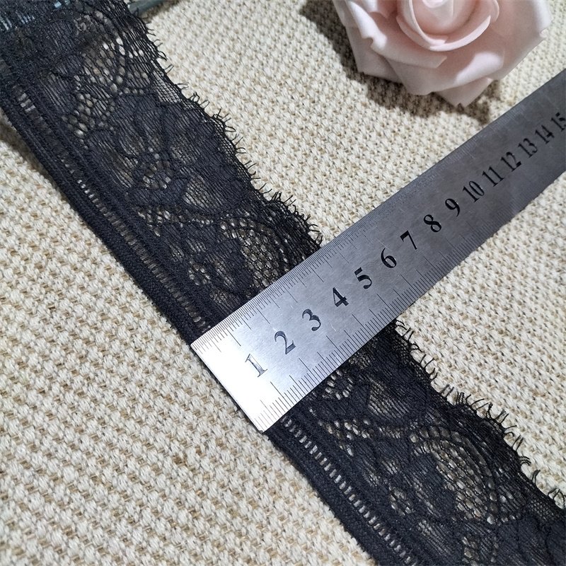 S2772 1-1 4.5cm Stretch Elastic Lace Trim,Black Floral Lace Fabric Elastic Lace Ribbons for Crafts and Gift Wrapping Decorating