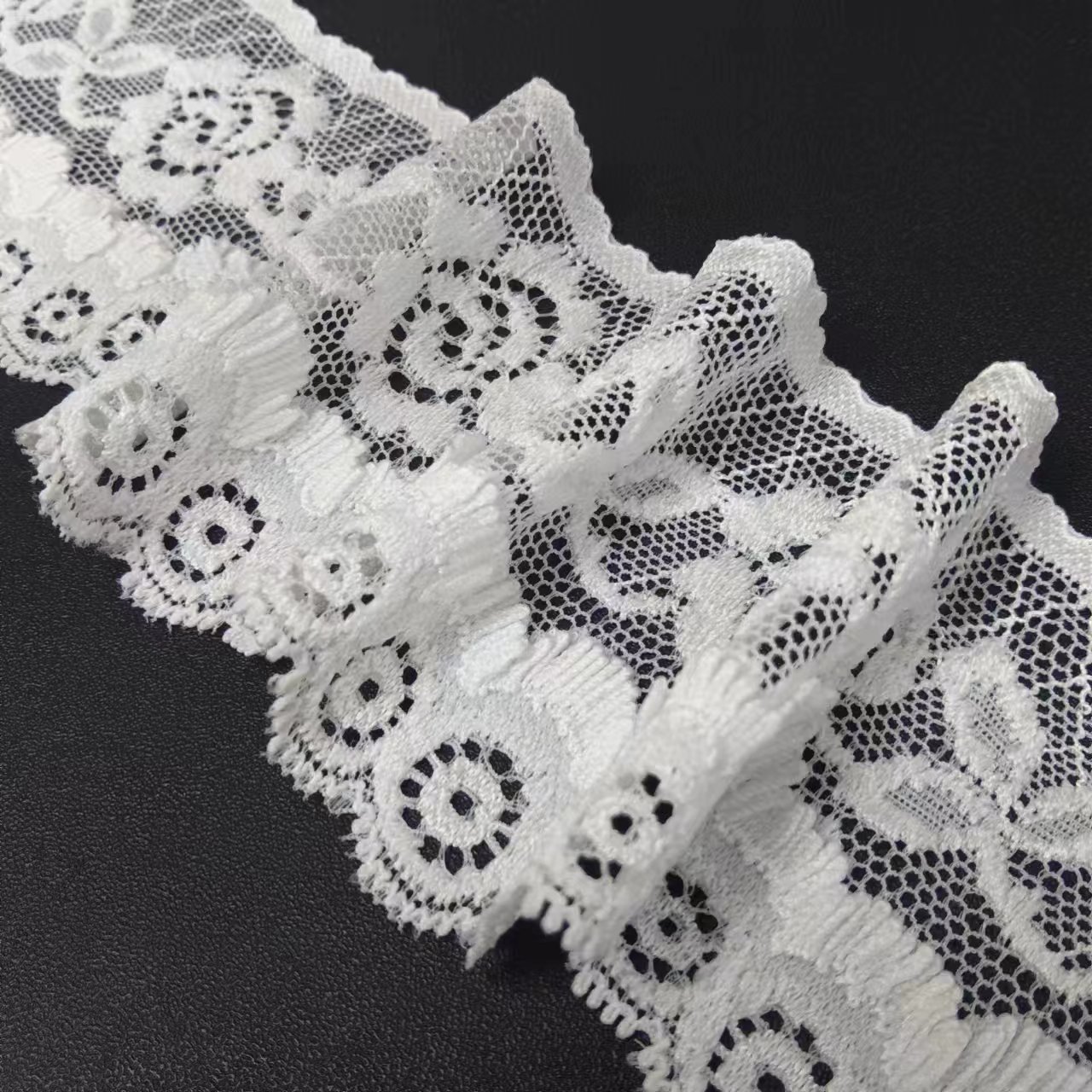 New Design White Nylon Spandex Sewing Lace Trim Fabrics Elastic Tulle French Style for Women's Lingerie