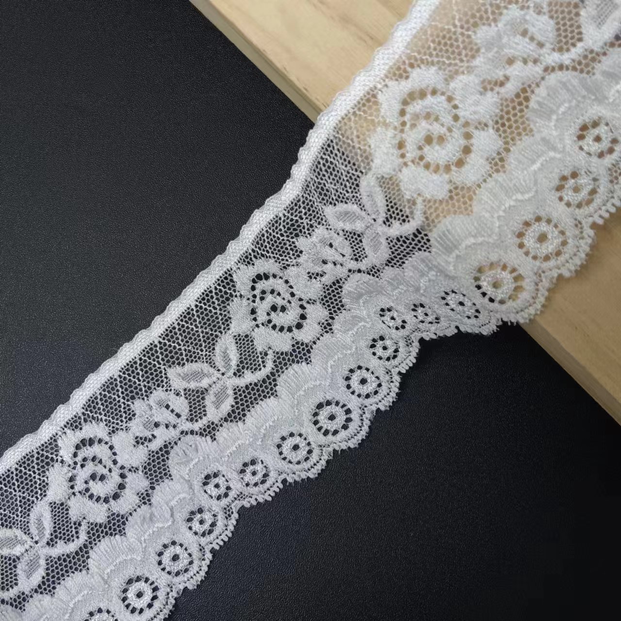 New Design White Nylon Spandex Sewing Lace Trim Fabrics Elastic Tulle French Style for Women's Lingerie