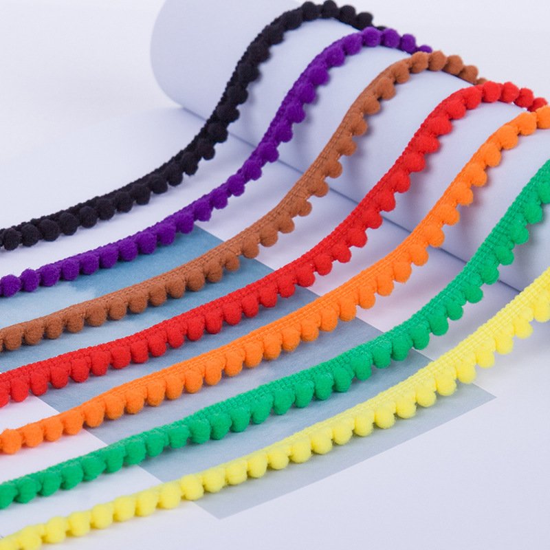 Wholesale Colorful Diy Sewing Embroidered Accessory Fringe Pom Pom Ball Lace Trim For Garment