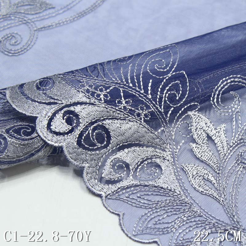 2024 Three-color polyester thread leaf knitted curtain embroidery lace trim