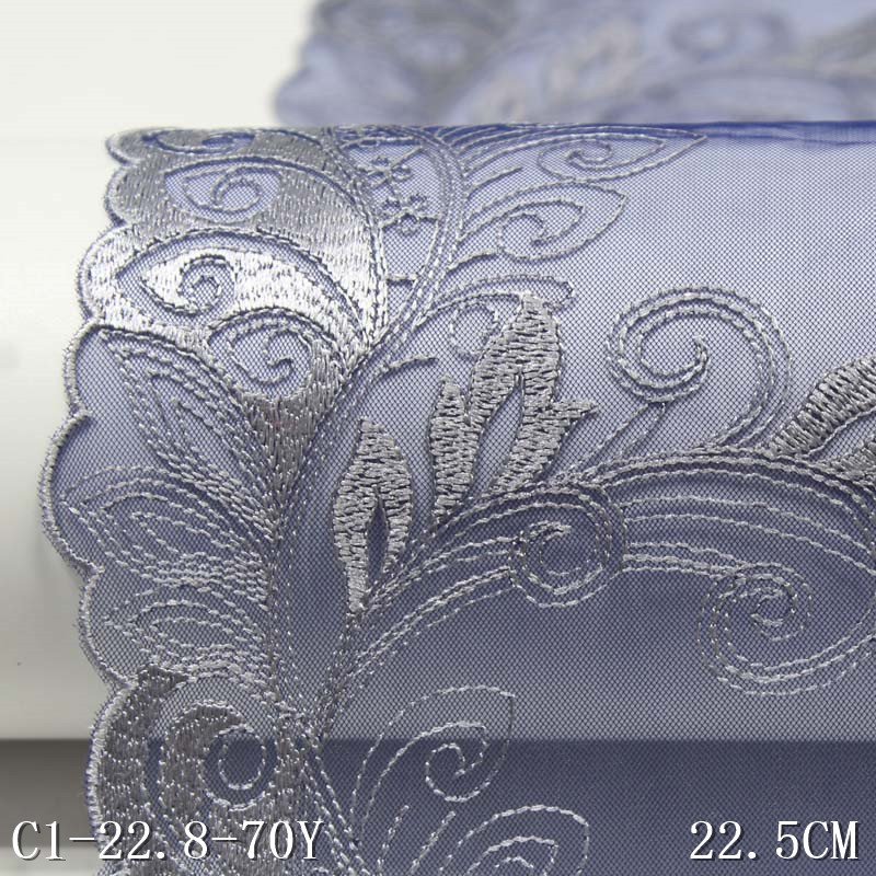2024 Three-color polyester thread leaf knitted curtain embroidery lace trim