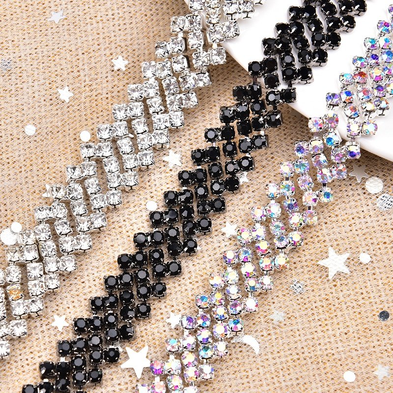 Clear Crystal Rhinestone Chain Plated Trimming Banding DIY Accessories Sew On Clothing Dress Bags/Shoes